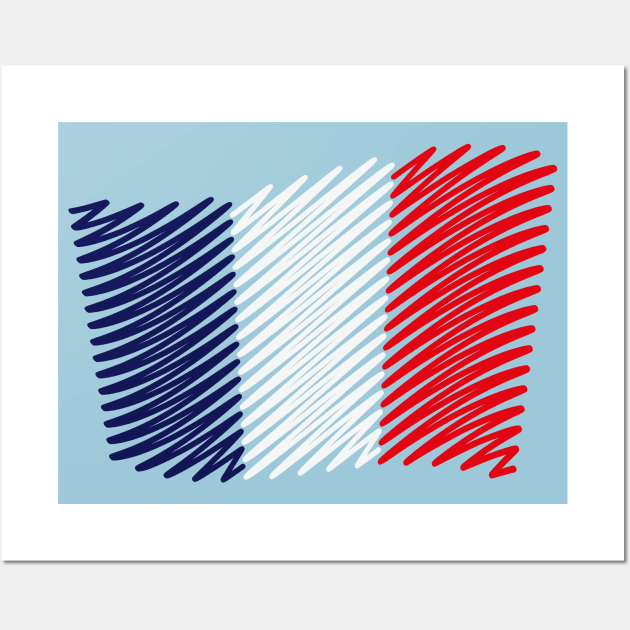 Flag Of France / Tricolour (Scribble) Wall Art by MrFaulbaum